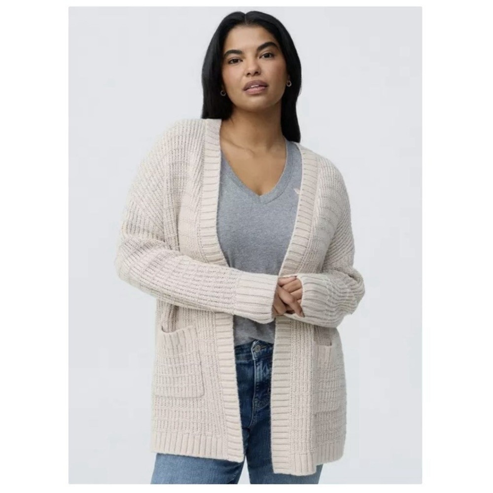 Torrid Neutral Beige Open Front Lurex Cardigan Sweaters Pockets Size 4X‎